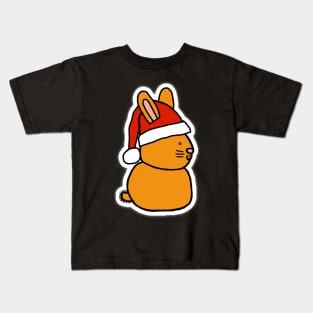 Cute Gold Bunny Wearing a Christmas Santa Hat Kids T-Shirt